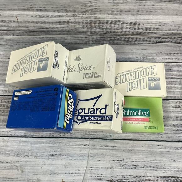 Vintage 6pc Lot Bath Soap Bars Old Spice Irish Spring Safeguard Palmolive w/ Box - Picture 7 of 7
